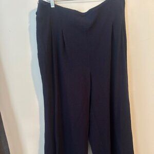 Nina Leonard Navy Blue Pleated front pull-on wide leg pants, size 1X